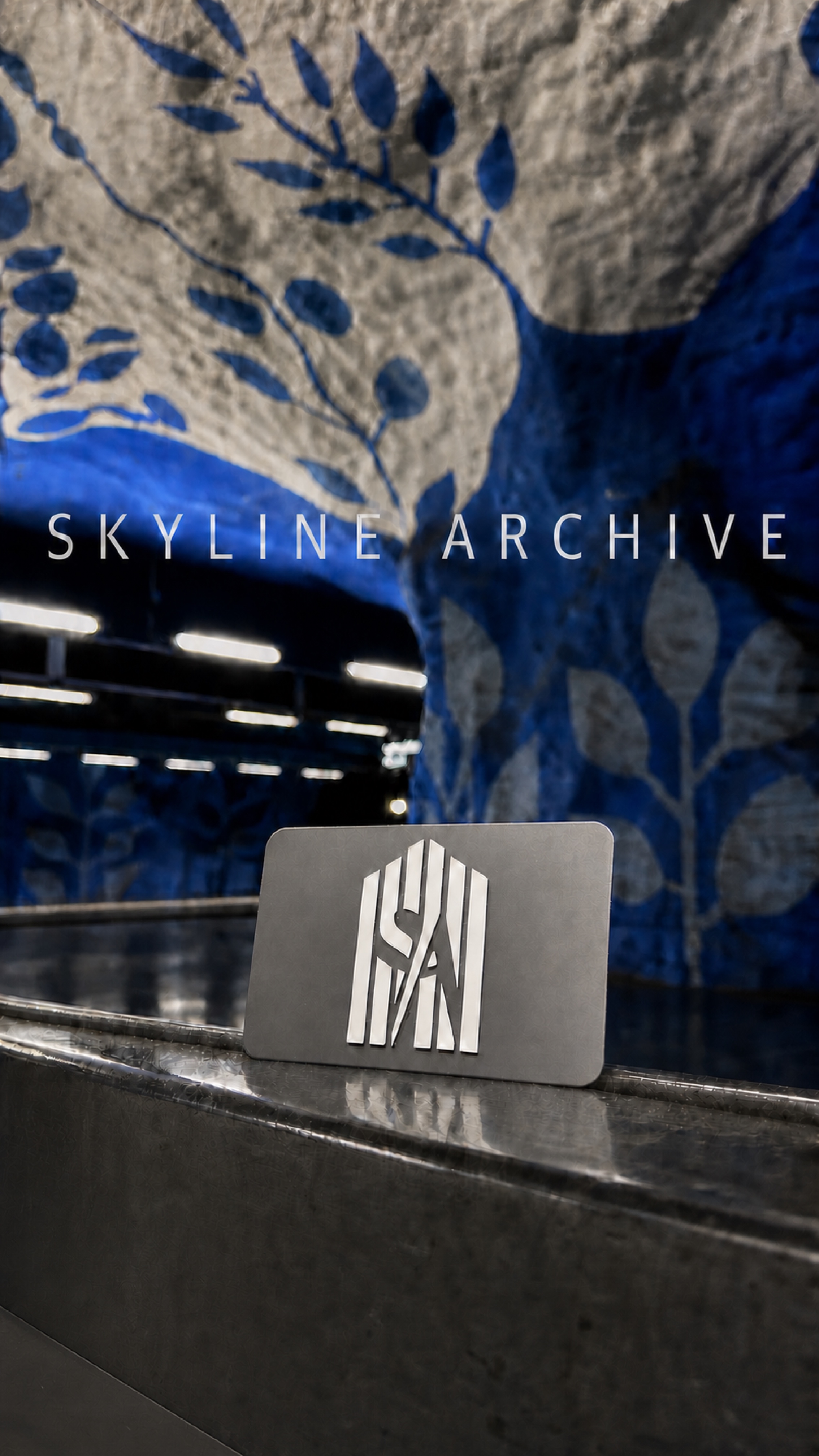 Skyline Archive card photographed in the Stockholm metro
