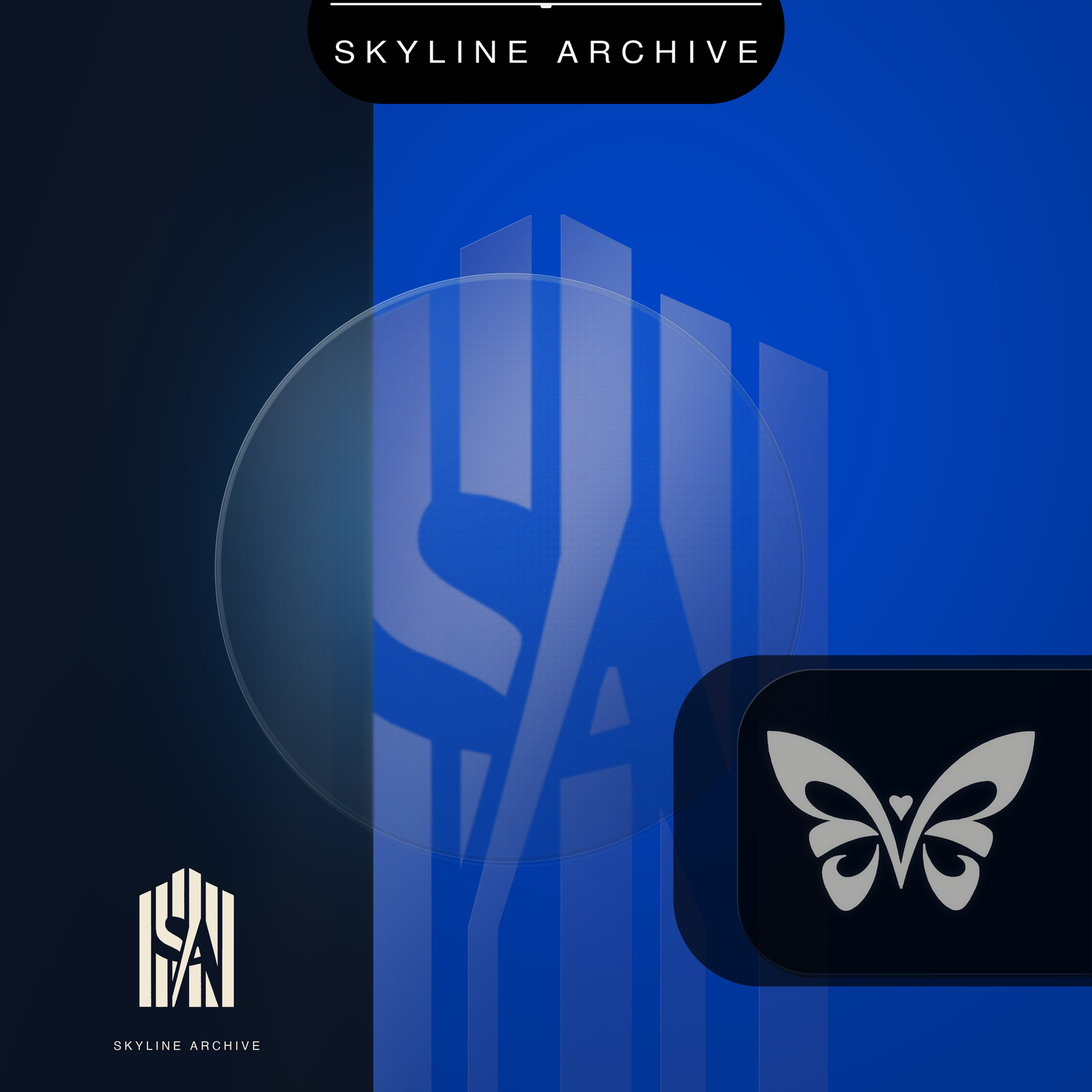 Skyline Archive Horizon Butterfly single series cover in cobalt blue, without artist or release title