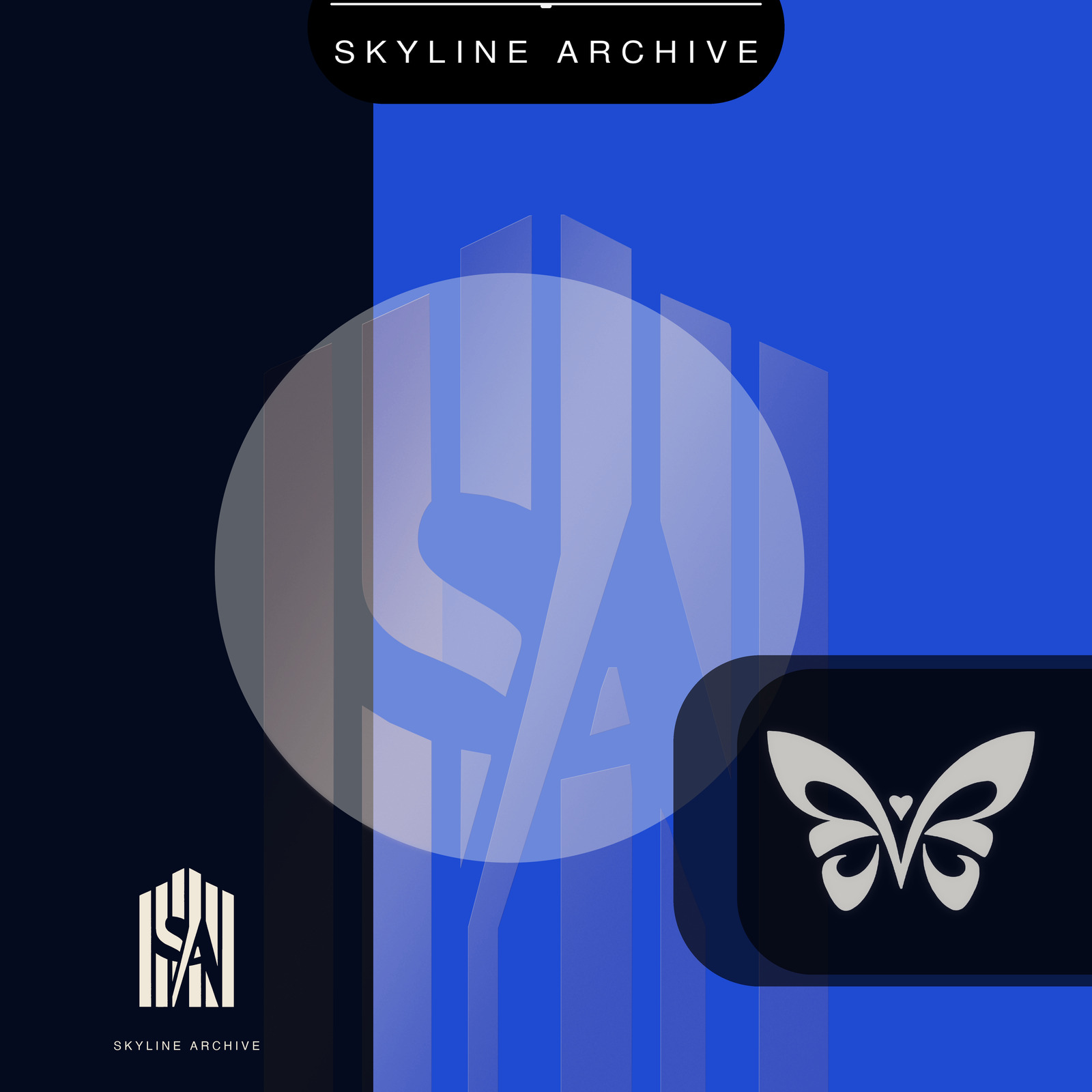 Skyline Archive Horizon Butterfly single series cover in cobalt blue, without artist or release title