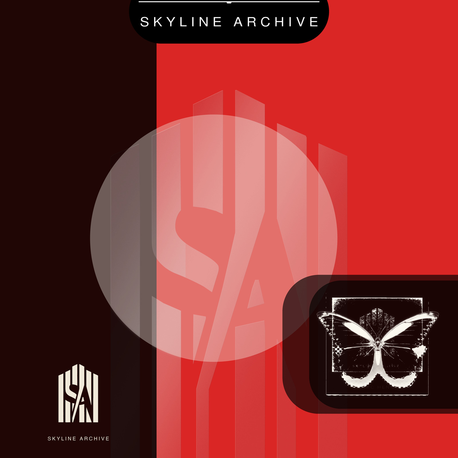 Skyline Archive Underground Butterfly single series cover in signal red, without artist or release title
